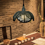 Maxbell Rattan Lamp Shade Ornament Droplight Weaved for Teahouse Living Room Kitchen Black