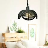 Maxbell Rattan Lamp Shade Ornament Droplight Weaved for Teahouse Living Room Kitchen Black