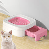 Maxbell Cat Litter Tray Cat Toilet Training Litter Pan Portable Cats Litter Box Pink
