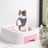 Maxbell Cat Litter Tray Cat Toilet Training Litter Pan Portable Cats Litter Box Pink