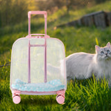 Maxbell Transparent Cat Trolley Case Dog Hiking Crate Small Animals Pet Carrier