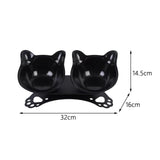 Maxbell Elevated Cat Double Bowls Raised Pet Water Food Feeder Feeding Dishes Tilted Black