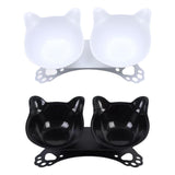 Maxbell Elevated Cat Double Bowls Raised Pet Water Food Feeder Feeding Dishes Tilted Black