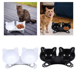 Maxbell Elevated Cat Double Bowls Raised Pet Water Food Feeder Feeding Dishes Tilted Black