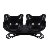 Maxbell Elevated Cat Double Bowls Raised Pet Water Food Feeder Feeding Dishes Tilted Black