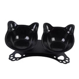 Maxbell Elevated Cat Double Bowls Raised Pet Water Food Feeder Feeding Dishes Tilted Black