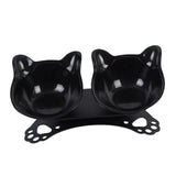 Maxbell Elevated Cat Double Bowls Raised Pet Water Food Feeder Feeding Dishes Tilted Black