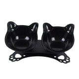 Maxbell Elevated Cat Double Bowls Raised Pet Water Food Feeder Feeding Dishes Tilted Black