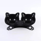 Maxbell Elevated Cat Double Bowls Raised Pet Water Food Feeder Feeding Dishes Tilted Black