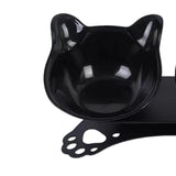 Maxbell Elevated Cat Double Bowls Raised Pet Water Food Feeder Feeding Dishes Tilted Black