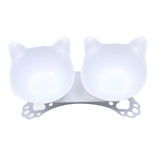 Maxbell Elevated Cat Double Bowls Raised Pet Water Food Feeder Feeding Dishes Tilted White