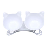 Maxbell Elevated Cat Double Bowls Raised Pet Water Food Feeder Feeding Dishes Tilted White