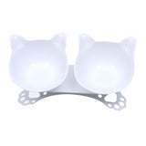 Maxbell Elevated Cat Double Bowls Raised Pet Water Food Feeder Feeding Dishes Tilted White