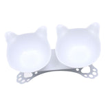 Maxbell Elevated Cat Double Bowls Raised Pet Water Food Feeder Feeding Dishes Tilted White