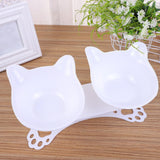 Maxbell Elevated Cat Double Bowls Raised Pet Water Food Feeder Feeding Dishes Tilted White