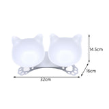 Maxbell Elevated Cat Double Bowls Raised Pet Water Food Feeder Feeding Dishes Tilted White