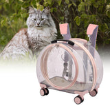 Maxbell Kitten Bag Backpack Handbag with Wheels Durable Dog Trolley Case for Puppy Fully Clear and Pink