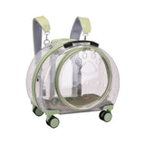 Maxbell Kitten Bag Backpack Handbag with Wheels Durable Dog Trolley Case for Puppy Fully Clear and Green