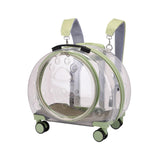 Maxbell Kitten Bag Backpack Handbag with Wheels Durable Dog Trolley Case for Puppy Fully Clear and Green