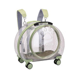 Maxbell Kitten Bag Backpack Handbag with Wheels Durable Dog Trolley Case for Puppy Fully Clear and Green