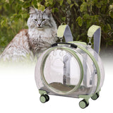 Maxbell Kitten Bag Backpack Handbag with Wheels Durable Dog Trolley Case for Puppy Fully Clear and Green