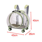 Maxbell Kitten Bag Backpack Handbag with Wheels Durable Dog Trolley Case for Puppy Fully Clear and Green