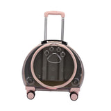 Maxbell Kitten Bag Backpack Handbag with Wheels Durable Dog Trolley Case for Puppy Translucent Pink