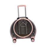 Maxbell Kitten Bag Backpack Handbag with Wheels Durable Dog Trolley Case for Puppy Translucent Pink