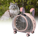 Maxbell Kitten Bag Backpack Handbag with Wheels Durable Dog Trolley Case for Puppy Translucent Pink