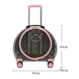 Maxbell Kitten Bag Backpack Handbag with Wheels Durable Dog Trolley Case for Puppy Translucent Pink