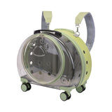 Maxbell Kitten Bag Backpack Handbag with Wheels Durable Dog Trolley Case for Puppy Translucent Green