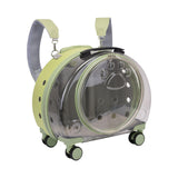 Maxbell Kitten Bag Backpack Handbag with Wheels Durable Dog Trolley Case for Puppy Translucent Green