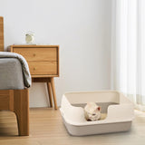Maxbell Cat Litter Box Tray Toilet Semi Enclosed Anti Splash Durable for Small Pets