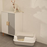 Maxbell Cat Litter Box Tray Toilet Semi Enclosed Anti Splash Durable for Small Pets