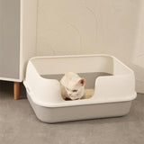Maxbell Cat Litter Box Tray Toilet Semi Enclosed Anti Splash Durable for Small Pets