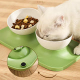 Maxbell Raised Cat Food Bowl Water Drinking Bowl Pet Feeder Waterer Pet Feeding Bowl Green 2 Bowls