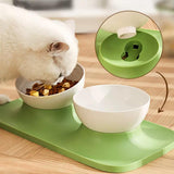 Maxbell Raised Cat Food Bowl Water Drinking Bowl Pet Feeder Waterer Pet Feeding Bowl Green 2 Bowls