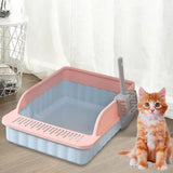 Maxbell Pet Litter Tray Potty Toilet High Sided Cat Litter Box for Small Animals Blue Pink