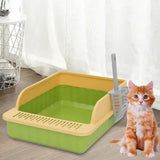 Maxbell Pet Litter Tray Potty Toilet High Sided Cat Litter Box for Small Animals Green Yellow