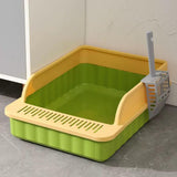 Maxbell Pet Litter Tray Potty Toilet High Sided Cat Litter Box for Small Animals Green Yellow
