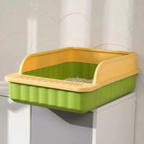 Maxbell Pet Litter Tray Potty Toilet High Sided Cat Litter Box for Small Animals Green Yellow