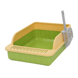 Maxbell Pet Litter Tray Potty Toilet High Sided Cat Litter Box for Small Animals Green Yellow