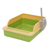 Maxbell Pet Litter Tray Potty Toilet High Sided Cat Litter Box for Small Animals Green Yellow