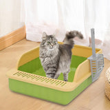 Maxbell Pet Litter Tray Potty Toilet High Sided Cat Litter Box for Small Animals Green Yellow