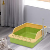 Maxbell Pet Litter Tray Potty Toilet High Sided Cat Litter Box for Small Animals Green Yellow