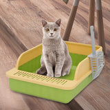 Maxbell Pet Litter Tray Potty Toilet High Sided Cat Litter Box for Small Animals Green Yellow