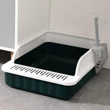 Maxbell Pet Litter Tray Potty Toilet High Sided Cat Litter Box for Small Animals Dark Green White