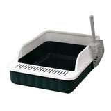 Maxbell Pet Litter Tray Potty Toilet High Sided Cat Litter Box for Small Animals Dark Green White