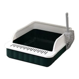Maxbell Pet Litter Tray Potty Toilet High Sided Cat Litter Box for Small Animals Dark Green White