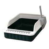 Maxbell Pet Litter Tray Potty Toilet High Sided Cat Litter Box for Small Animals Dark Green White